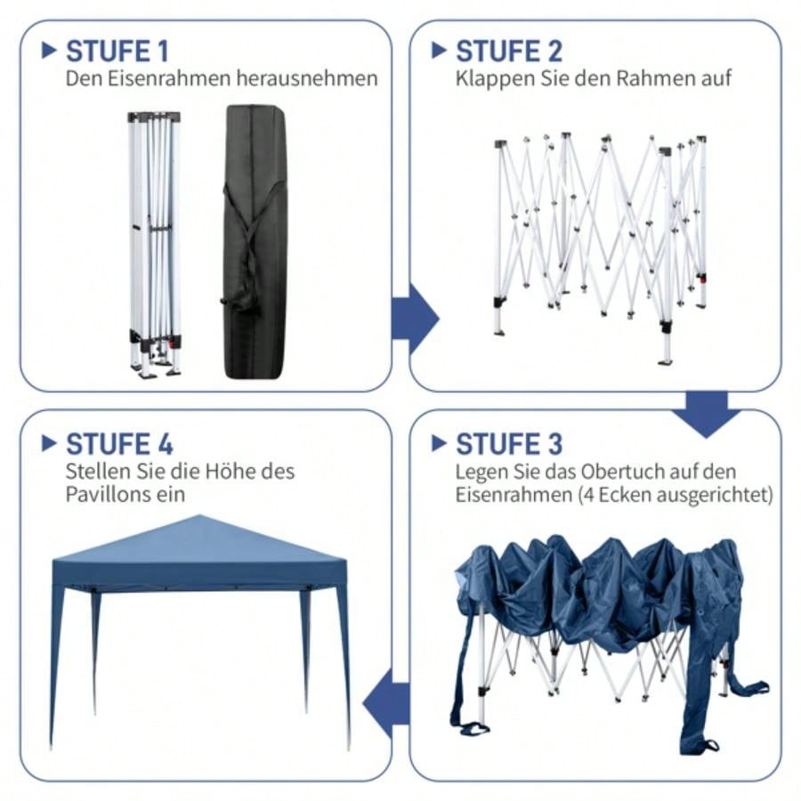 3x Practical Waterproof Right - Angle Folding Tent Blue