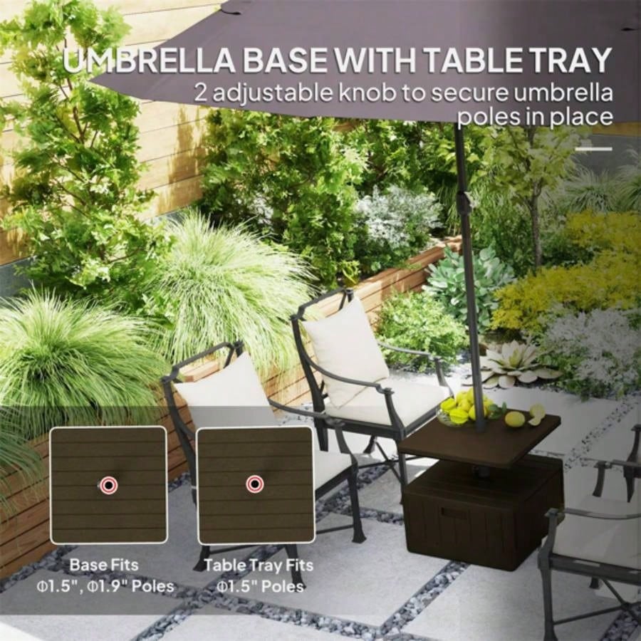 Weighted Stand with Table Tray and Wheels - Brown