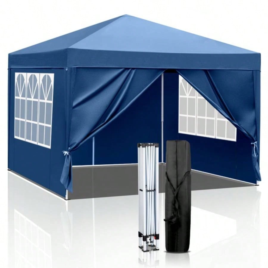 3x Two Doors Two Practical Waterproof Right - Angle Folding Tent Blue