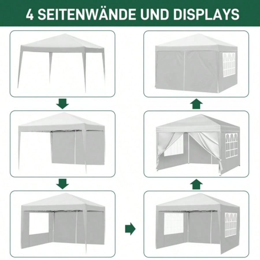 3x Two Doors Two Practical Waterproof Right - Angle Folding Tent White