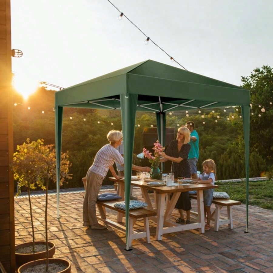 2x 2m Two Doors Two Practical Waterproof Right - Angle Folding Tent Green