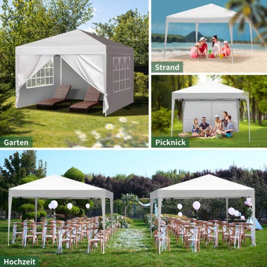 3x Two Doors Two Practical Waterproof Right - Angle Folding Tent White