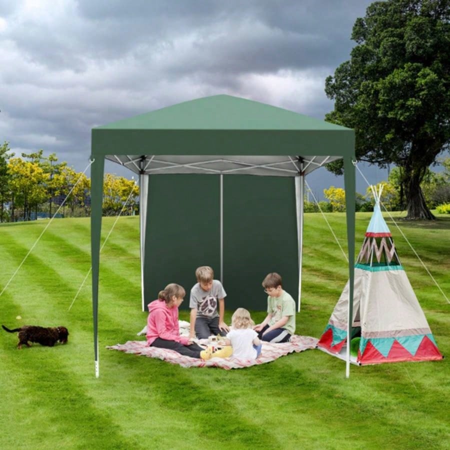 2x 2m Two Doors Two Practical Waterproof Right - Angle Folding Tent Green