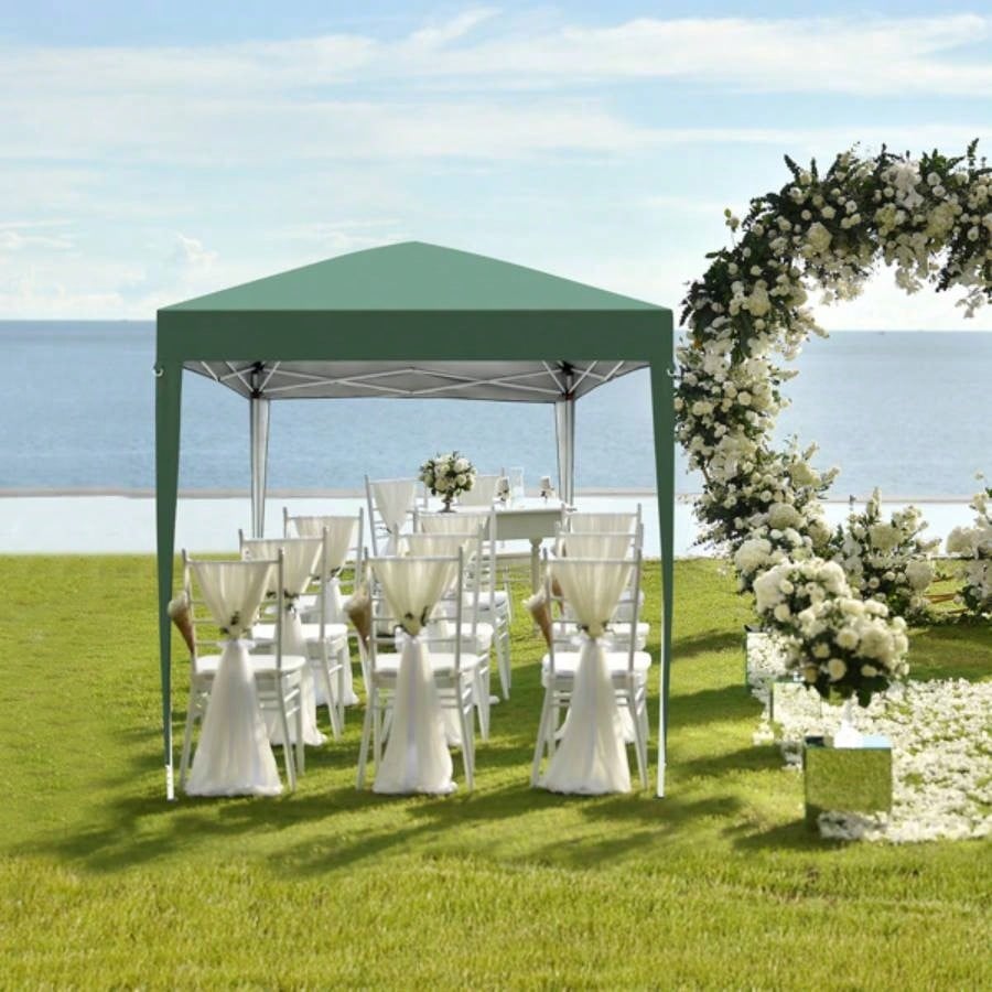 2x 2m Two Doors Two Practical Waterproof Right - Angle Folding Tent Green
