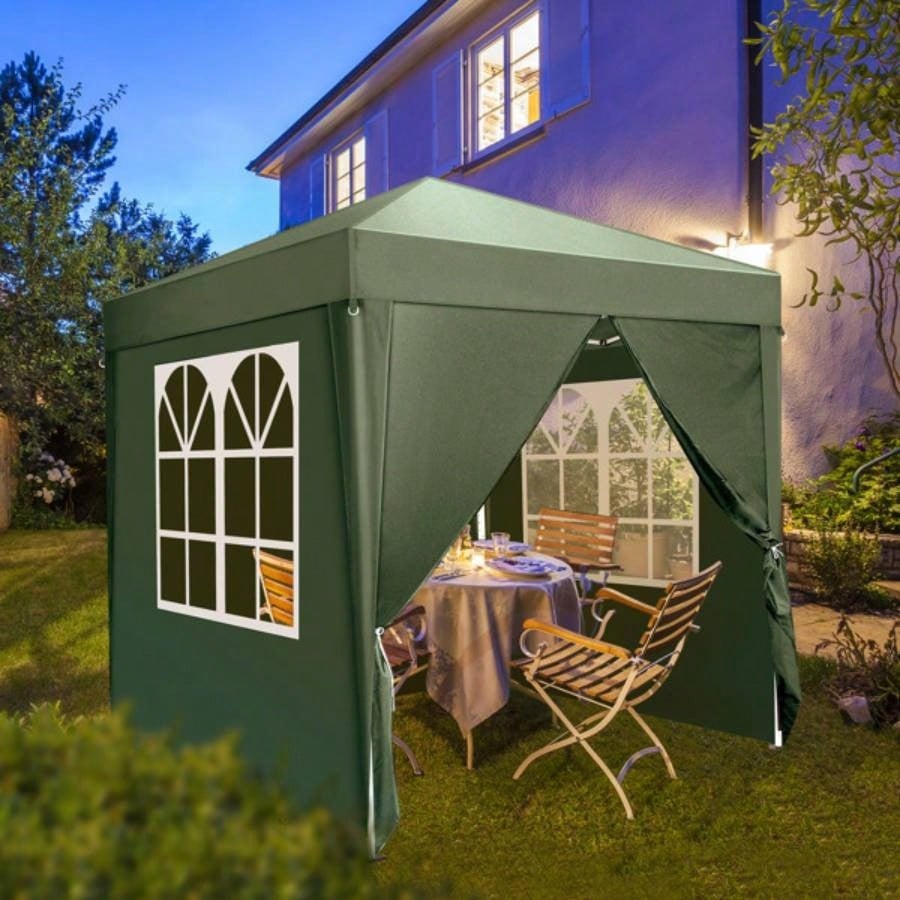 2x 2m Two Doors Two Practical Waterproof Right - Angle Folding Tent Green
