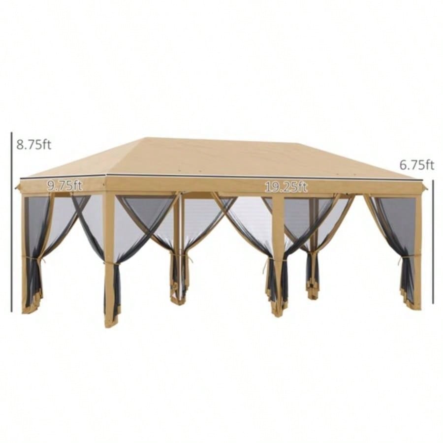Up Canopy Party Tent with Netting 1039; 2039; Beige - AS Prohibited by