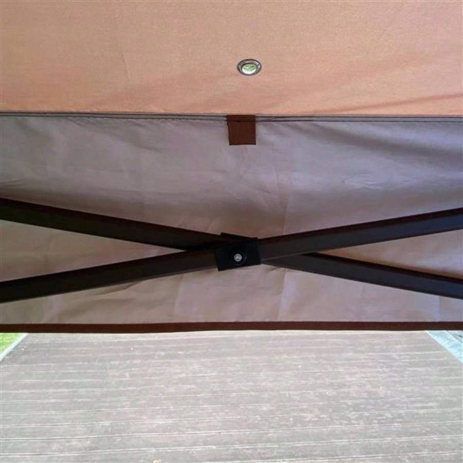 Outdoor 11x 11Ft Up Gazebo Canopy With Removable Zipper Netting, 2 - Tier Soft Top Event Tent, Suitable Patio Backyard Garden Camping Area with 4 Sandbags, Brown
