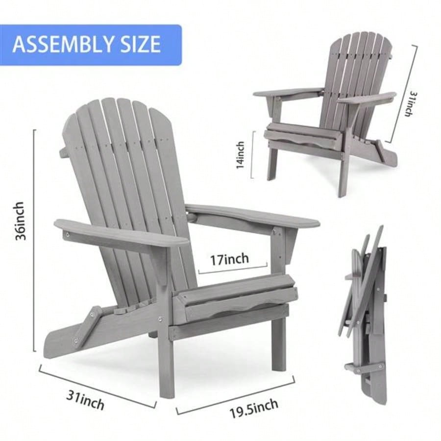 Wood Lounge Patio Chair Garden Outdoor Wooden Folding Adirondack Chair Set of 2 Solid Cedar Wood Lounge Patio Chair Garden, Lawn, Backyard,