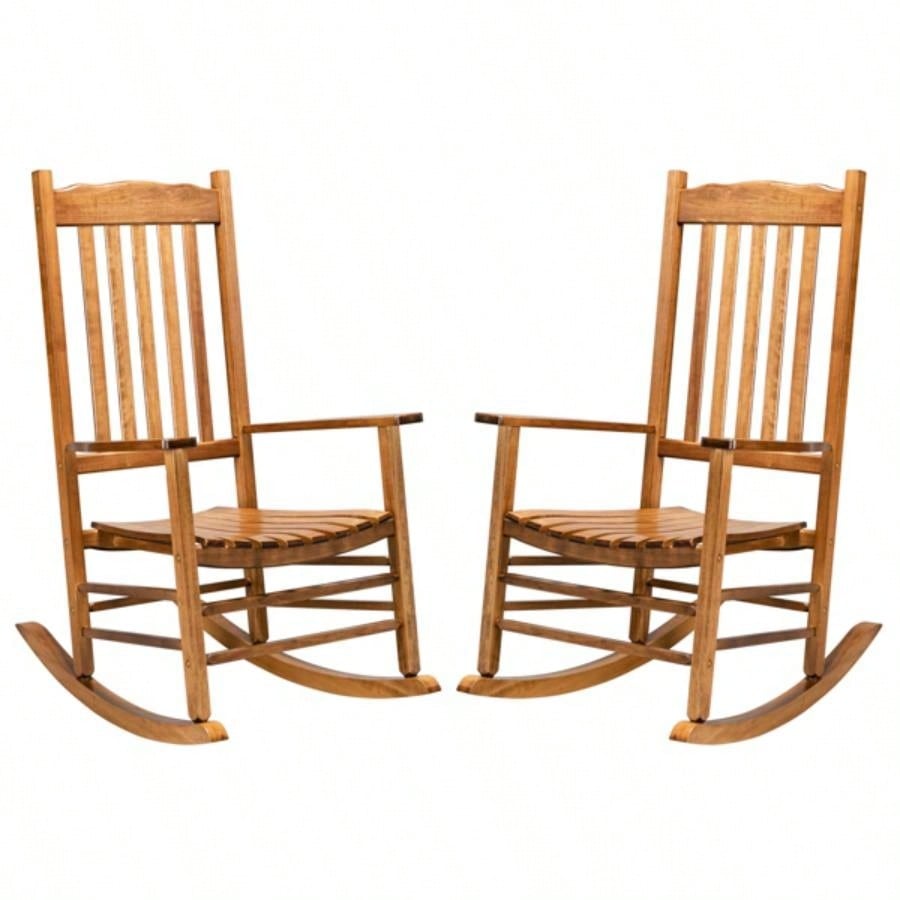 Square Wooden Rocking Chair Wavy Backboard Color