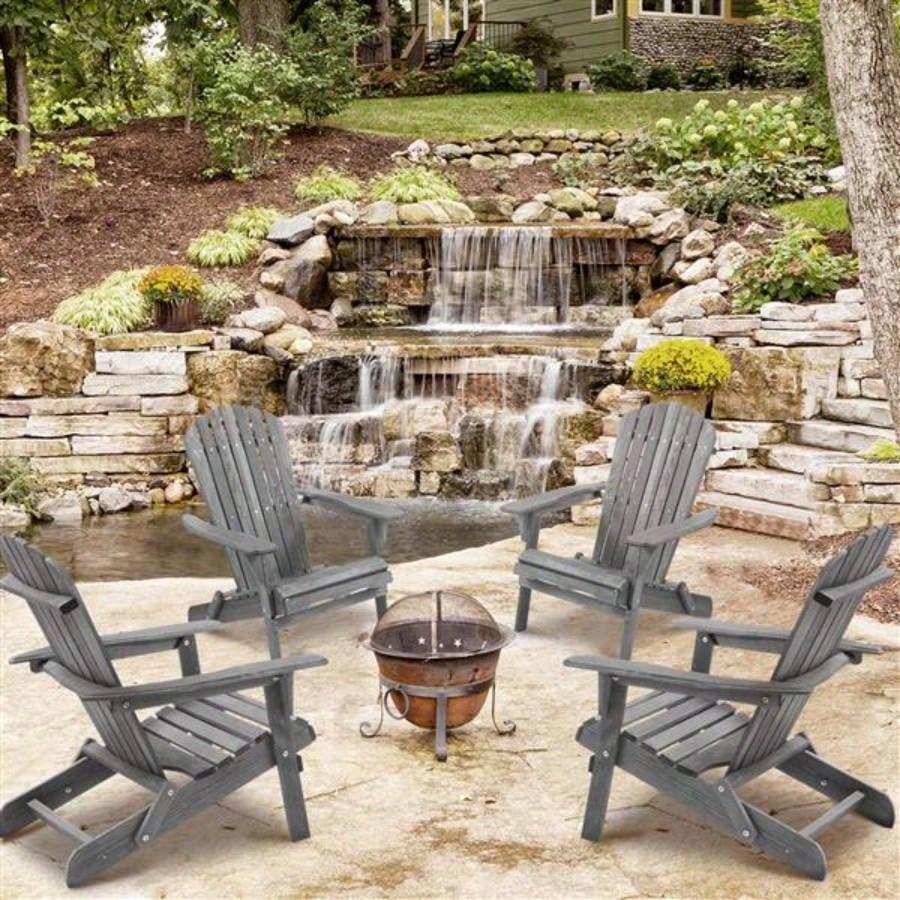 Wood Lounge Patio Chair Garden Outdoor Wooden Folding Adirondack Chair Set of 2 Solid Cedar Wood Lounge Patio Chair Garden, Lawn, Backyard,