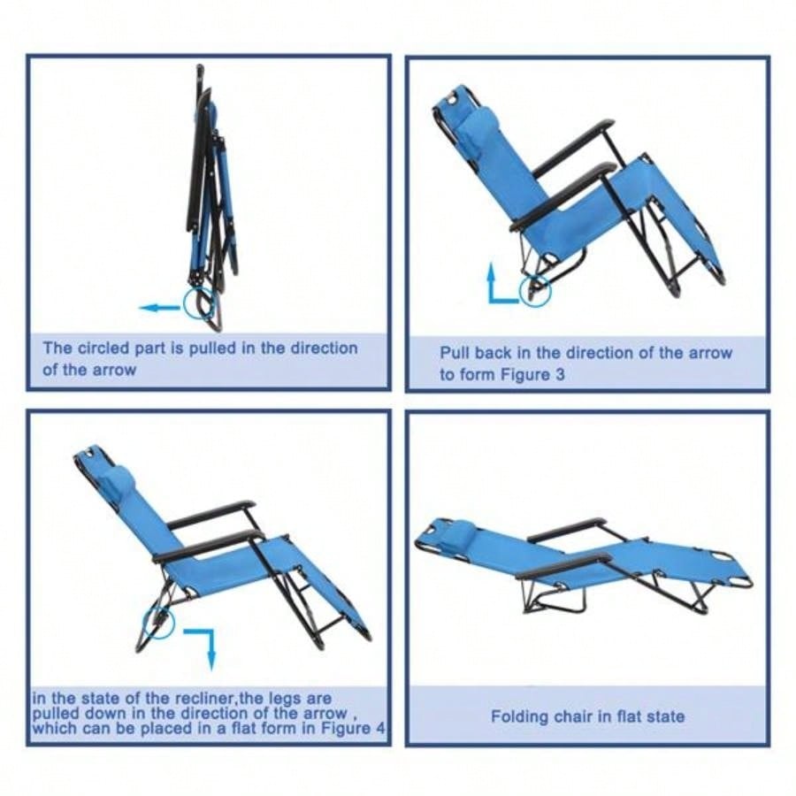RHC - 202 Portable Dual Purposes Extendable Folding Reclining Chair Blue