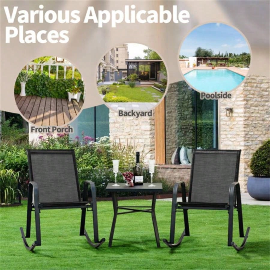 2 PCS Metal Patio Rocking Chair