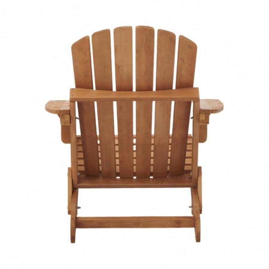 Oversize Wooden Outdoor Folding Adirondack Chair with Pre - Assembled BackRest SeatBoard, Wood Patio Chair Garden Backyard Porch Pool Deck Firepit