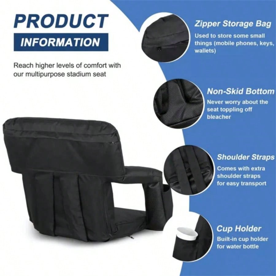 Wide Stadium Bleachers Reclining Stadium Chair/Back Cushion