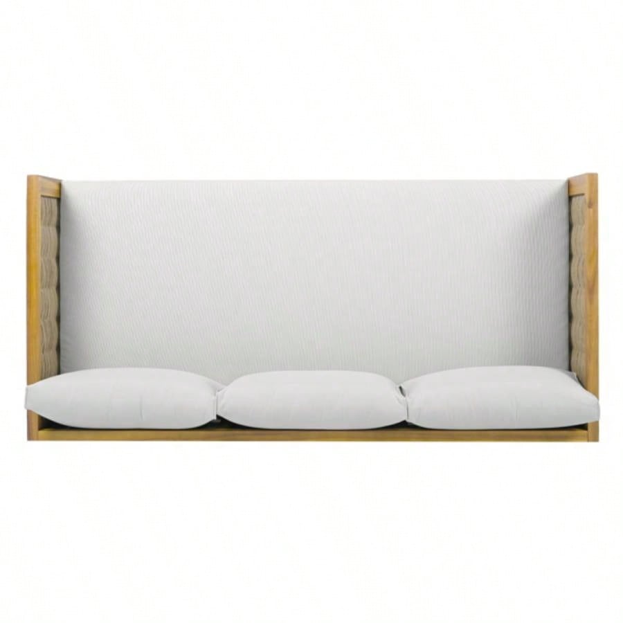 3 SEATER DAYBED WITH RATTAN ARMS LIGHT CUSHION