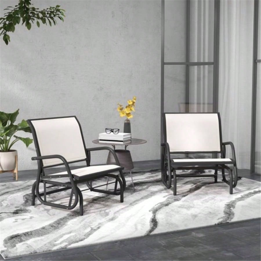 2PCS Outdoor Glider Chair - WhiteProhibited by
