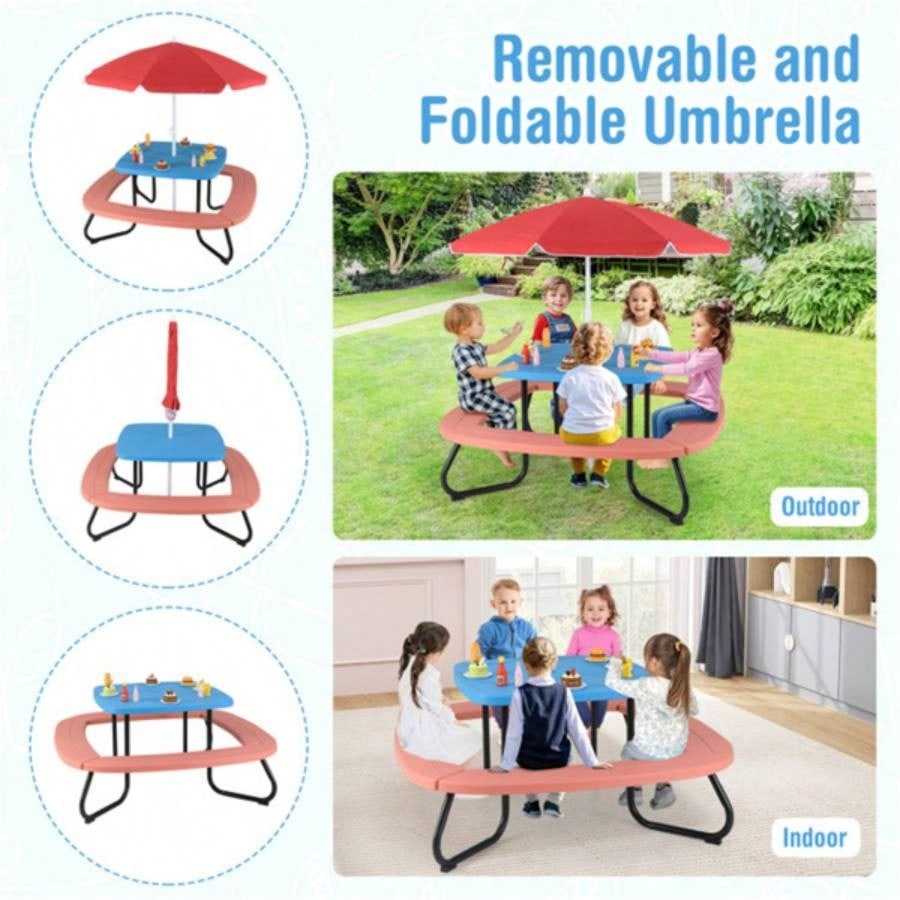 Kids Picnic Table Outdoor Activity Table With