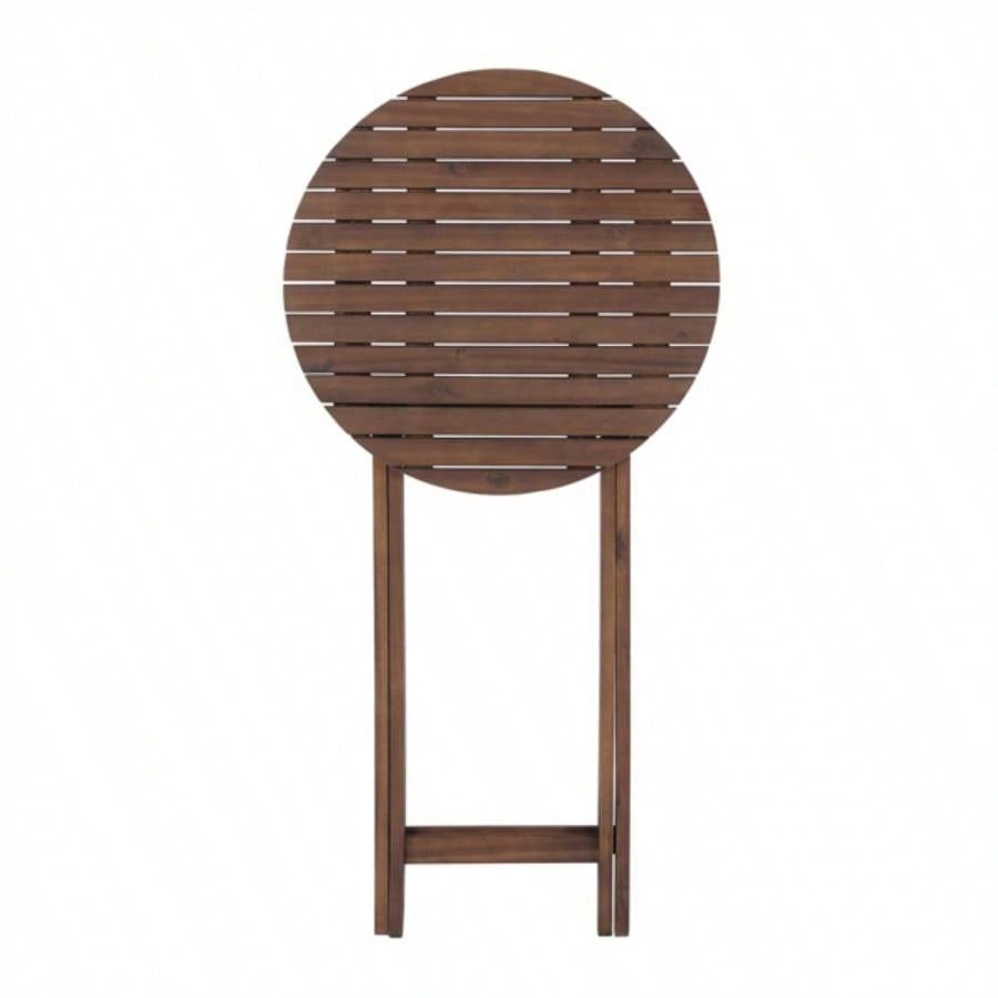 3 - Piece Acacia Wood Bistro Set, Wooden Folding Patio Furniture Garden Backyard Balcony Porch/ 1 Coffee Table and 2 Foldable Chairs, Natural Stained