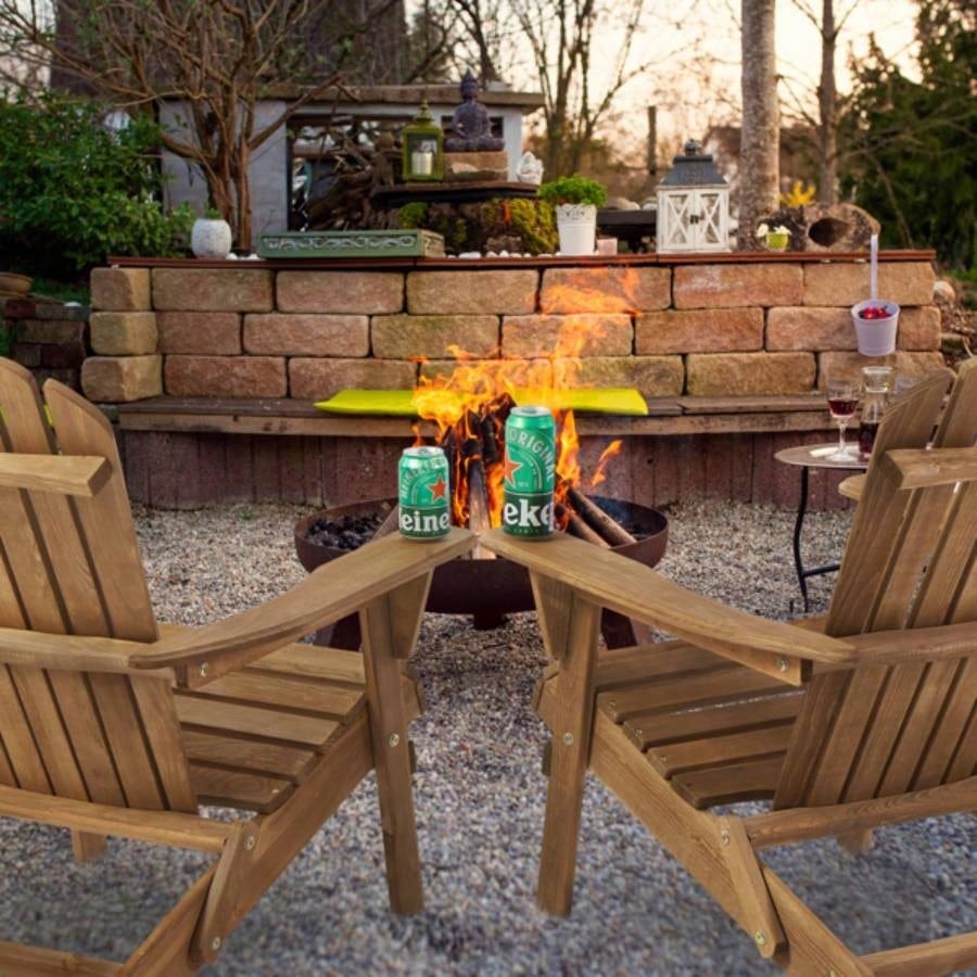 Wooden Outdoor Folding Adirondack Chair Set of 2 Wood Lounge Patio Chair Garden, Garden, Lawn, Backyard, Deck, Pool Side, Fire Pit, Half Assembled,