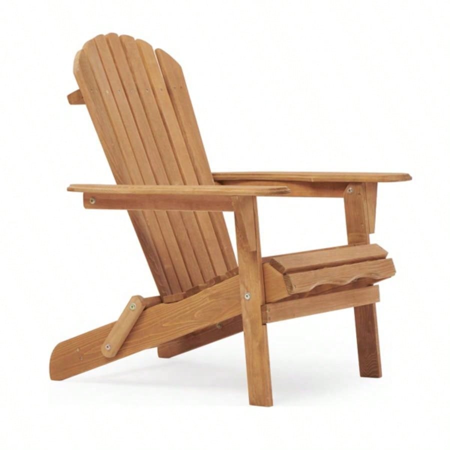 Wooden Outdoor Folding Adirondack Chair Set of 2 Wood Lounge Patio Chair Garden, Garden, Lawn, Backyard, Deck, Pool Side, Fire Pit, Half Assembled,