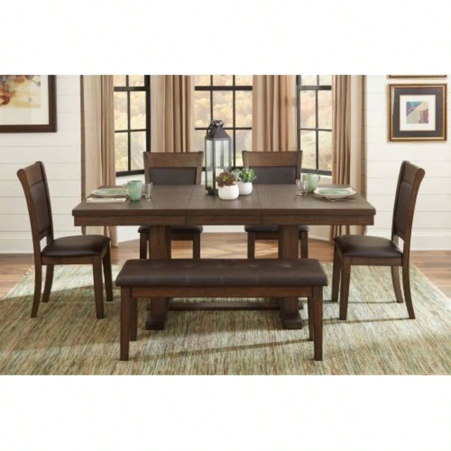 Transitional Dining Furniture 1pc Wooden Button - Tufted Light Rustic Brown Furniture