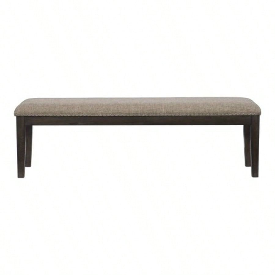 Traditional Style Wood Framed 1pc Upholstered Naihead Trim Wire Brushed Rustic Brown Dining Room Furniture