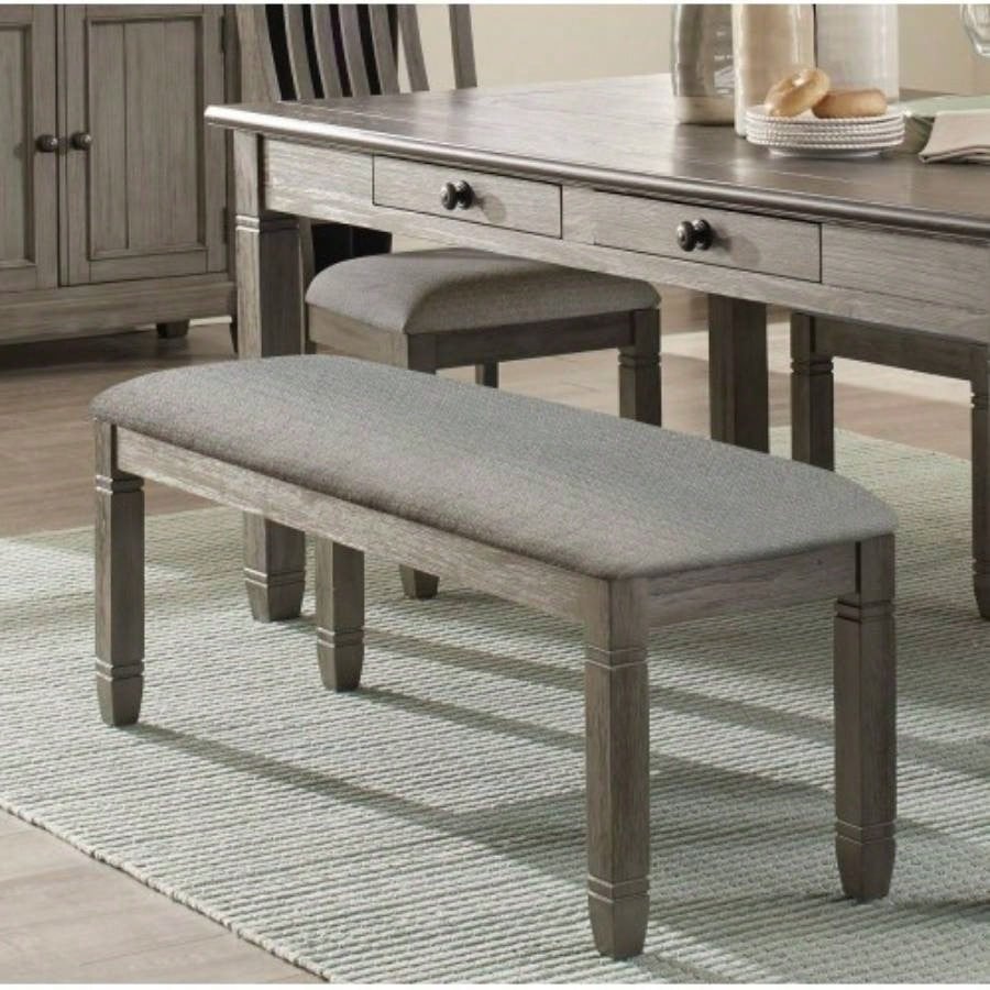 Wood Frame Dining 1pc Antique Gray Frame With Neutral Tone Gray Fabric