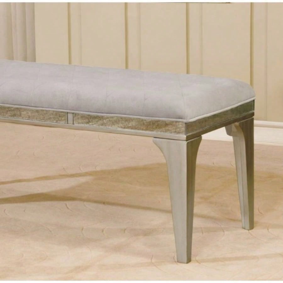 Transitional Style 1pc Upholstered Button Tufted Flannelette Cushion Silver And Gray