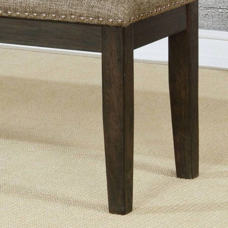 Transitional 1pc Only Espresso Warm Gray Nail heads Solid wood Fabric Upholstered Padded Kitchen Rustic Dining Room Furniture