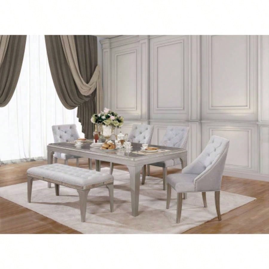 Transitional Style 1pc Upholstered Button Tufted Flannelette Cushion Silver And Gray