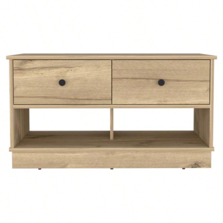 Storage, Two Open Shelves, Two Drawers - Light Oak