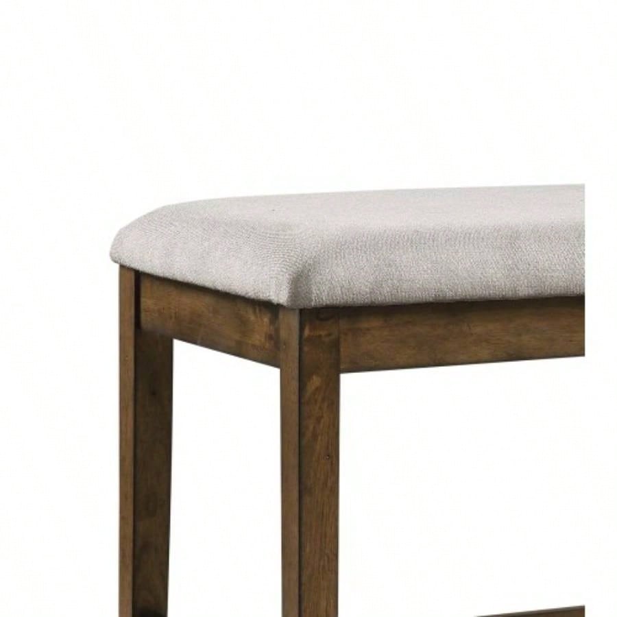 Wooden Frame Counter Height Light Oak Mindy Veneer Gray Textured Fabric Upholstery Dining Room Furniture