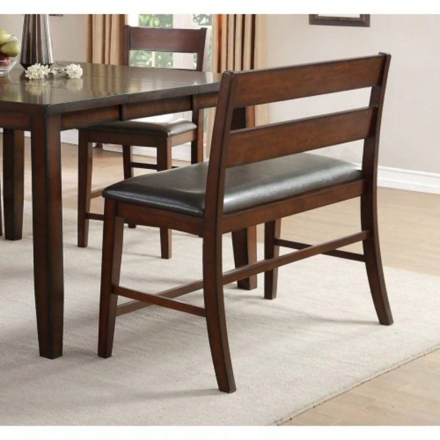 Transitional Style Cherry Wooden Counter Height with Backrest Faux leather Upholstered Classic Dining Furniture 1pc