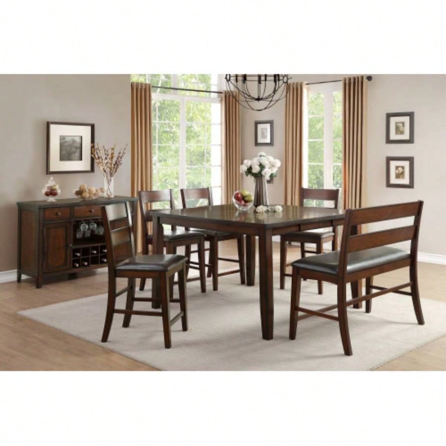 Transitional Style Cherry Wooden Counter Height with Backrest Faux leather Upholstered Classic Dining Furniture 1pc