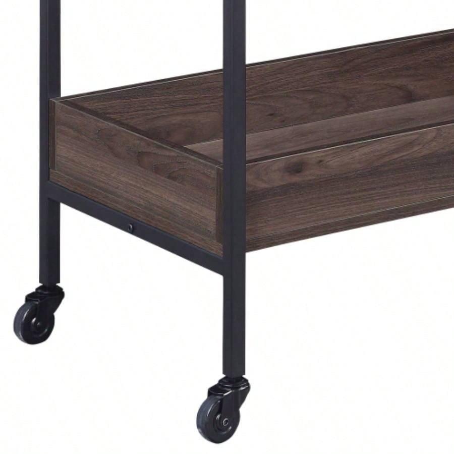 Jerrick Walnut Black Serving Cart