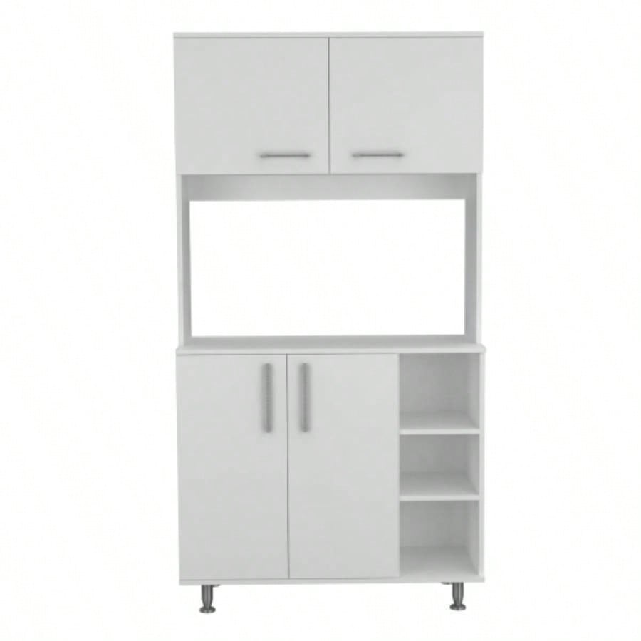 White and Onyx 2 - Piece Kitchen Set, Kitchen Island and Pantry Cabinet