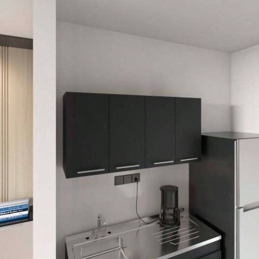 Stockton Rectangle Four Swing Doors Wall Cabinet Black Wengue
