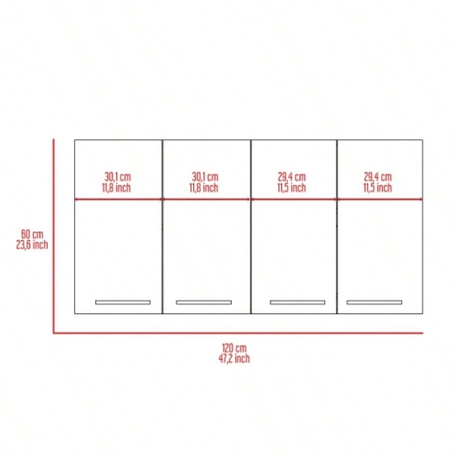 Stockton Rectangle Four Swing Doors Wall Cabinet Black Wengue