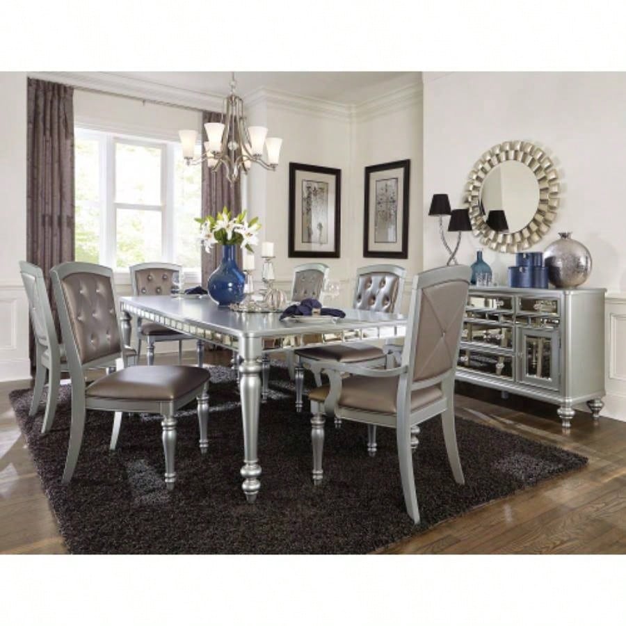 Sparkling Silver Mirrored 1pc Server of 5x Drawers 2x Cabinets Ultra - Modern Style Dining Room