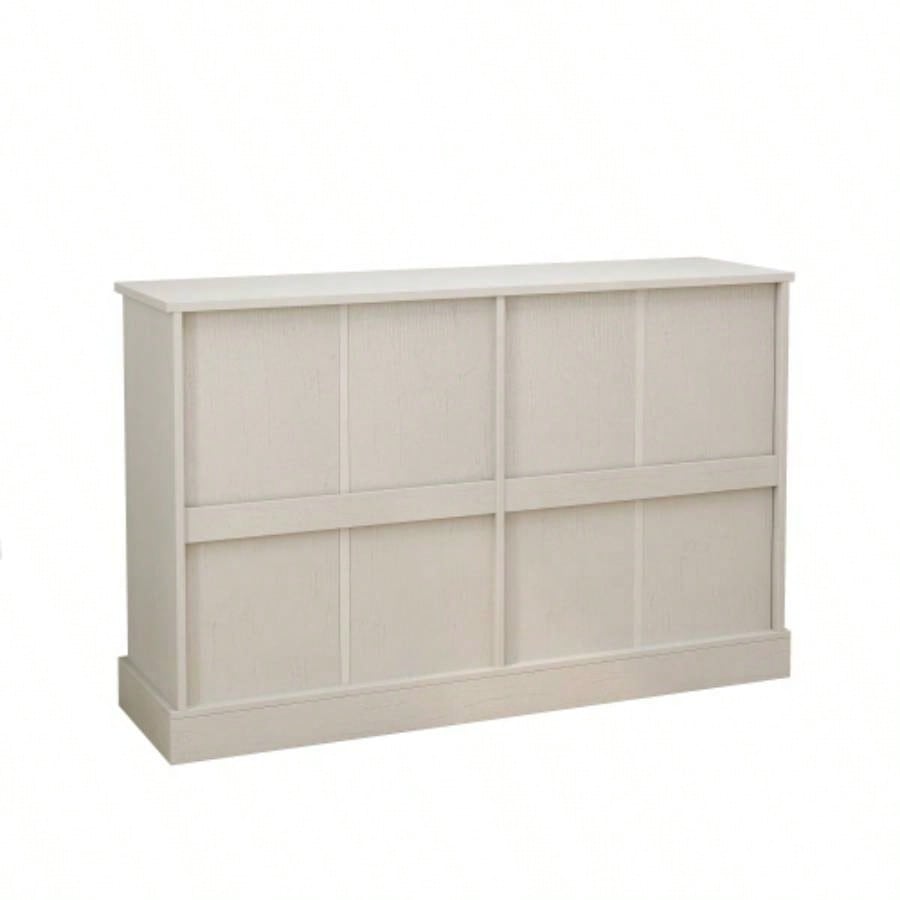 Vintage White Sideboard with Two Drawers and Four Doors Living Room, Bedroom, and Kitchen, Room Storage Cabinet, Vintage White
