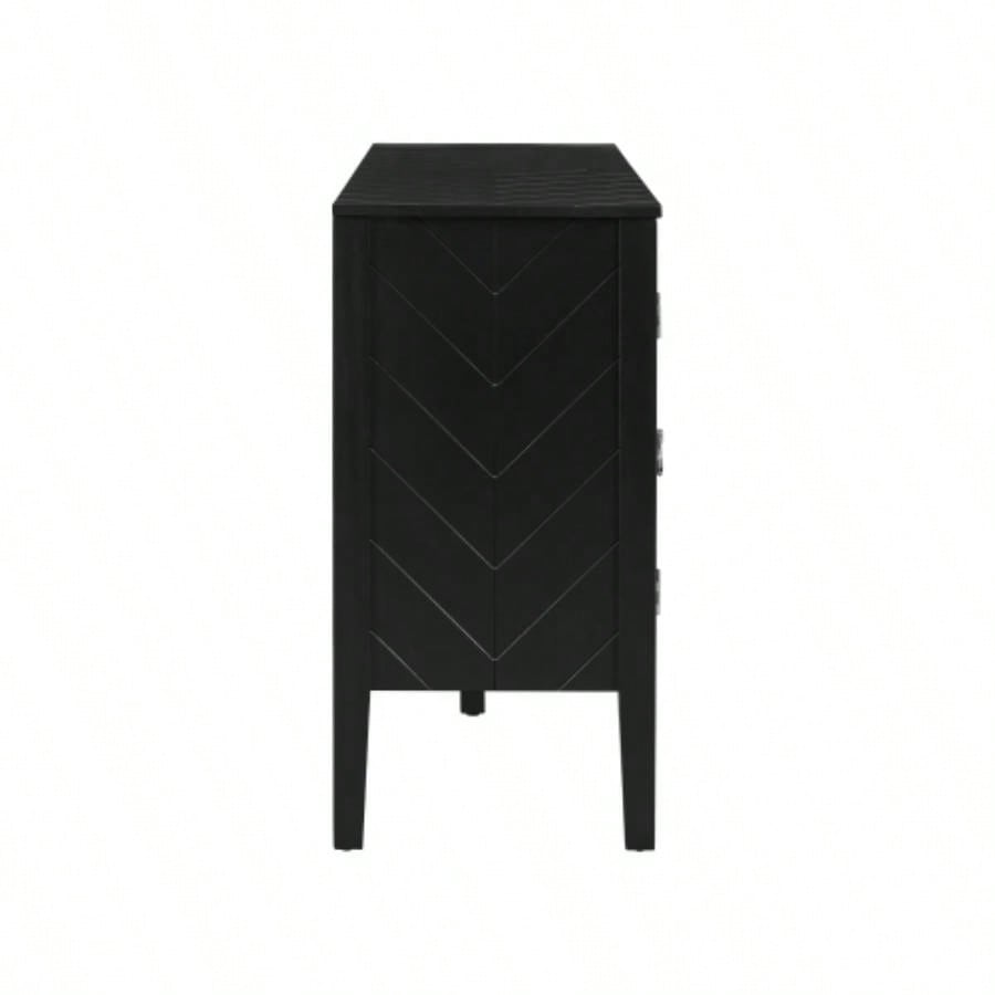 USTYLE 63 - Inch Four - Door Sideboard - Geometric Patterned Design with Vintage Metal Handles, Narrow Entryway Table Living Room, Foyer, and Hallway
