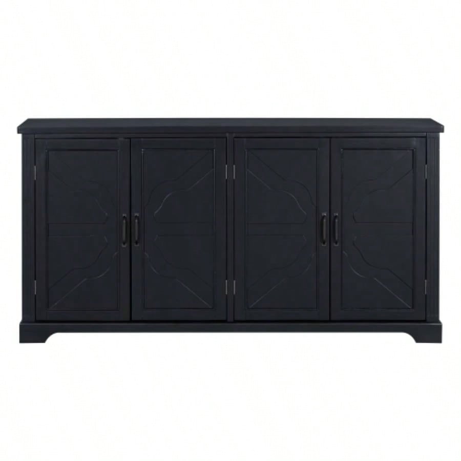USTYLE American Country Style Wooden Sideboard with Pine Doors and, 4 Metal Handles, Hallway Entryway Living Room Dining Room
