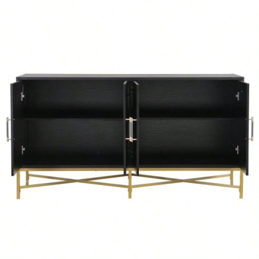 USTYLE Distinctive Features of Four - Door Sideboard with Metal and - Leg Design, Suitable Living Rooms, Entrance and Study