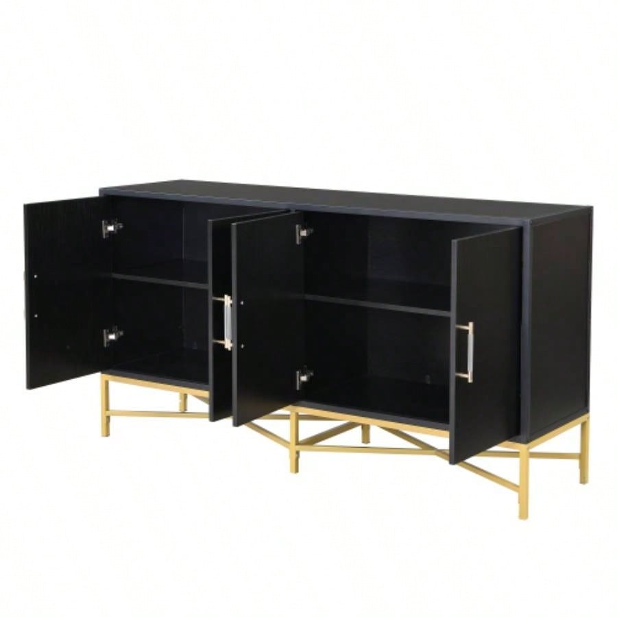 USTYLE Distinctive Features of Four - Door Sideboard with Metal and - Leg Design, Suitable Living Rooms, Entrance and Study