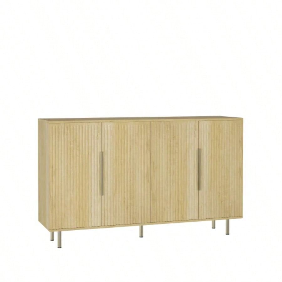 Wood Modern Buffet Cabinet with Storage, Fluted Sideboard Large Buffet with Adjustable Shelves, Credenza, Accent Cabinet Console Table