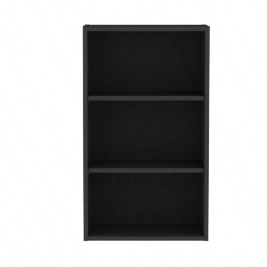 Guadalupe Wall Cabinet in Melamine with Open Storage, Black