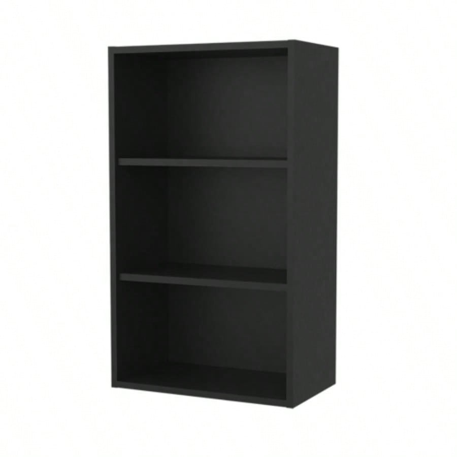 Guadalupe Wall Cabinet in Melamine with Open Storage, Black