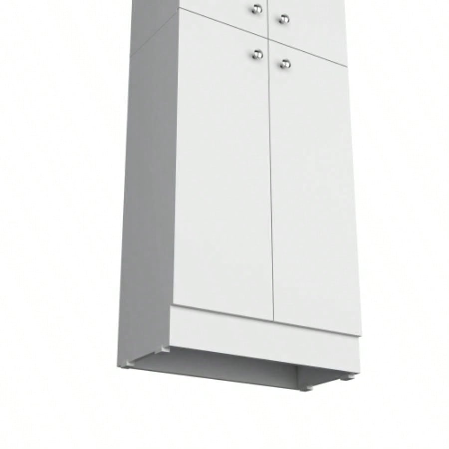 White Pantry Cabinet with 4 Doors and 5 Hidden Shelves