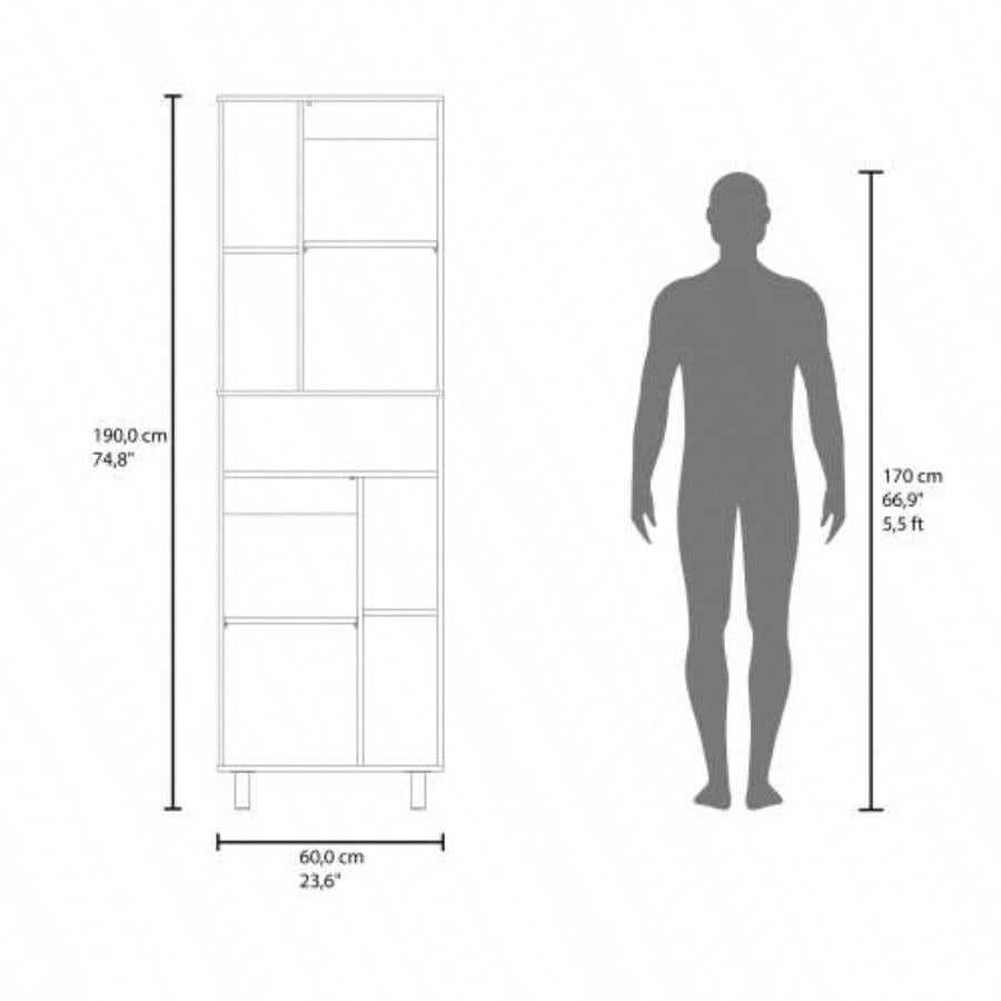 White Kitchen Pantry with Open Storage and 2 Doors
