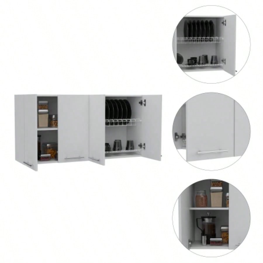 Stockton Rectangle Four Swing Doors Wall Cabinet White